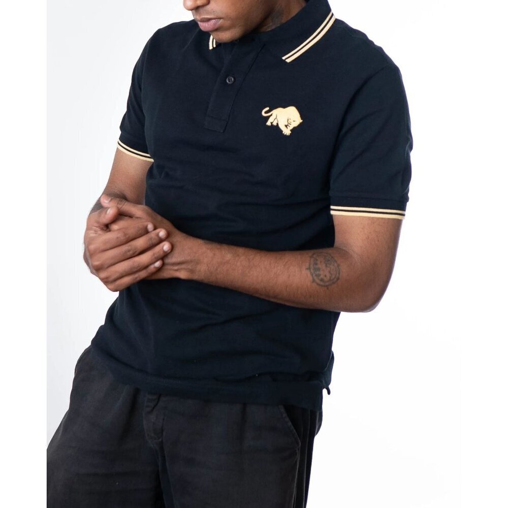 Prada Black Milano Lion Polo T-Shirt Size Medium 23459
